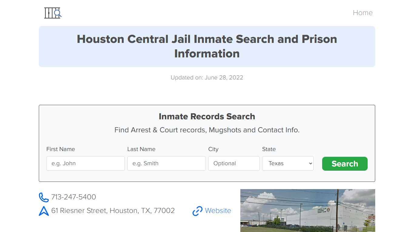 Houston Central Jail Inmate Search and Prison Information